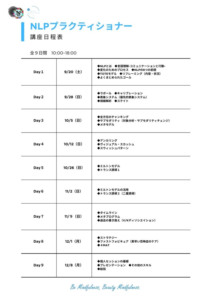 米国NLP協会認定｜NLPプラクティショナーコース｜資格認定講座｜NLPトレーナー｜NLPコーチングトレーナー｜ヒプノティスト｜HIRO｜アルケミストレシピ｜錬金術師のレシピ｜NLP｜ビューティーマインドフルネス｜恵比寿｜目黒｜新宿｜横浜